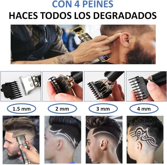 DALING Tondeuse Cheveux Rechargeable Professionnelle Avec Ecran LCD 1500 mAh 2
