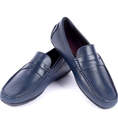 Mocassin Vittorio Freccia Choupette Bleu Cuir