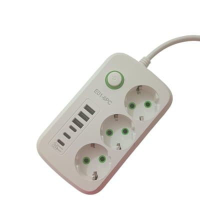 Rallonge Multiprise avec 3 USB, 3 Prises,3 type C