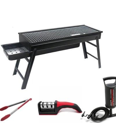Pack Barbecue Rectangulaire + Aiguiseur +Pince silicone + Pompe 68612