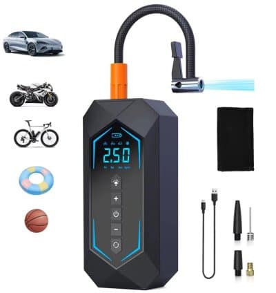 Gonfleur compresseur avec lampe Led SOS et Power Bank