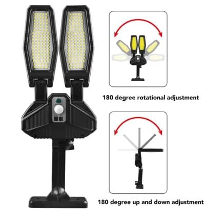 Lampes solaires à double tête avec capteur de mouvement