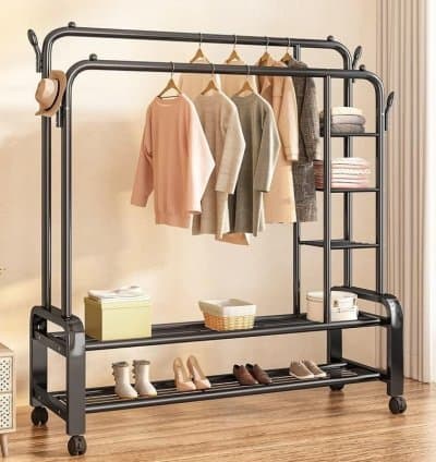 Cintre acier double grand modèle avec étagères