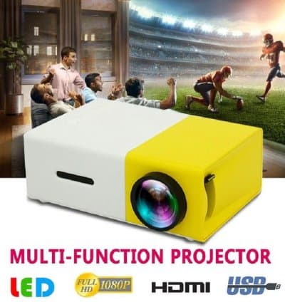 Mini Projecteur Portable, 4:3 HD 1080P pour Petit Film USB, HD, AV, Entrée de Carte Mémoire, écran 60 Pouces