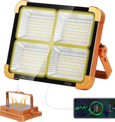Projecteur Solaire LED 1000W Rechargeable 5 Modes D’éclairage