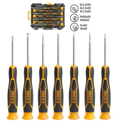 Jeu De 7 Tournevis De Précision Ingco