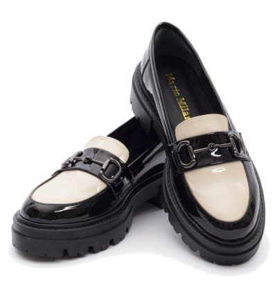 Derby Fraise Noir/Beige Vernis Mario Milano