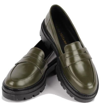 Derby Femme Green Vert Cuir Mario Milano