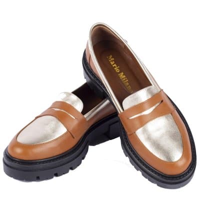 Derby Femme Miele Camel Cuir Mario Milano