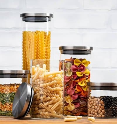 Bocal en verre avec couvercle en inox – 5 tailles