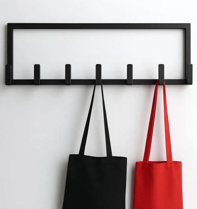 Porte Manteau Mural 6 Crochets Metal Epoxy Noir