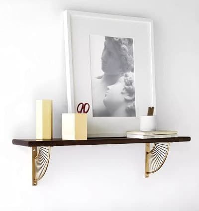 Etagere Murale Elegante Marron/Dore 70*22cm