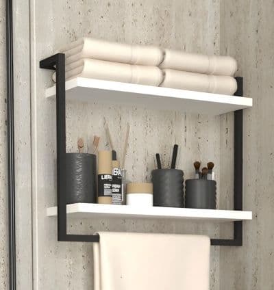 Etagere Murale ALTO (Noir/Blanc) pour Salle de Bain