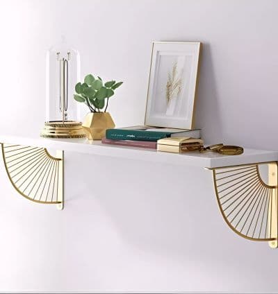 Etagere Murale Elegante Blanc/Dore 70*22cm