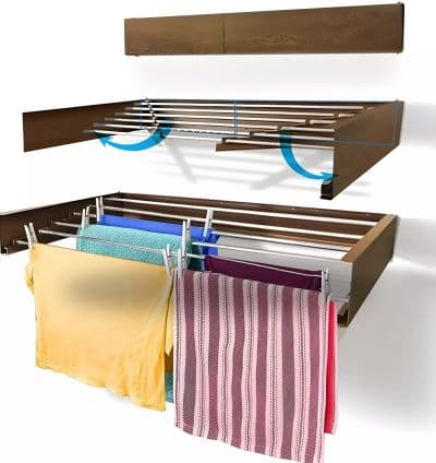 Seche Linge Mural Rabattable Marron Metal & Aluminium