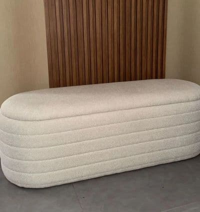 Banc de rangement en tissu boucle Beige