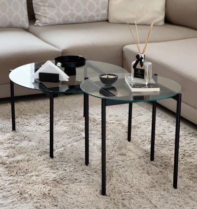 Ensemble de Tables Basses OSCAR – Verre Trempe Transparent