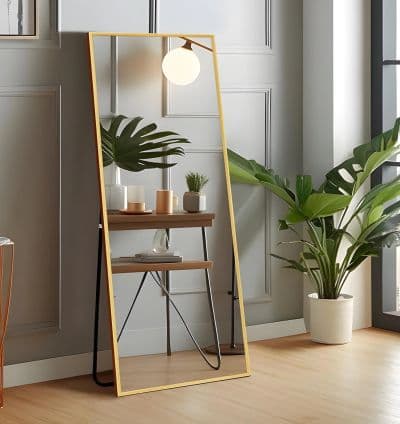 Miroir Rectangulaire Pleine Hauteur – Cadre en Metal Dore