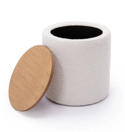 Pouf Boucle avec Rangement Beige & Marron 50x40cm