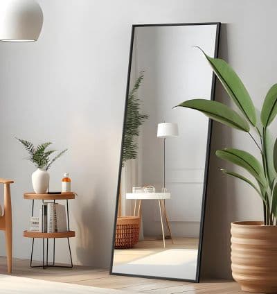 Miroir Rectangulaire Pleine Hauteur – Cadre en Metal Noir