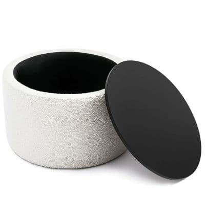 Table Boucle avec Rangement Beige & Noir 70x40cm