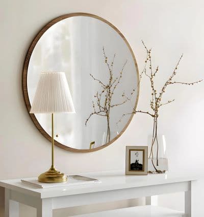 Miroir Rond en MDF Stratifie Marron – Diametre 60 cm