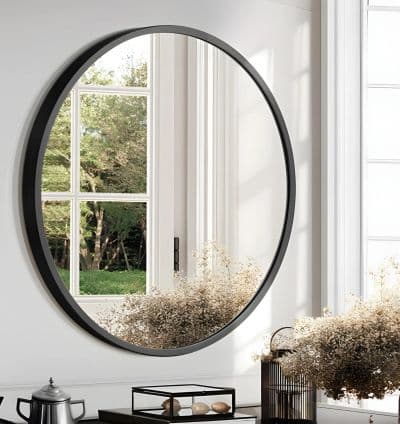 Miroir Rond 80 cm – Cadre Métal Noir