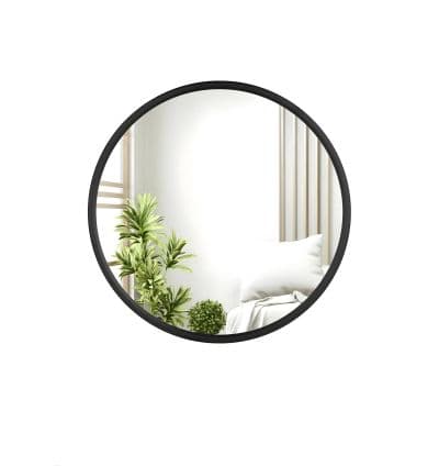 Miroir Rond Ø50 cm avec Cadre en MDF Noir