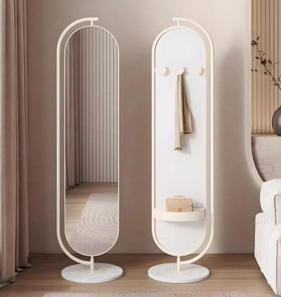 Miroir Sur Pied Blanc ALVANA