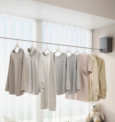 Etendoir a linge mural retractable – 4,2 m – Charge maximale 20 kg