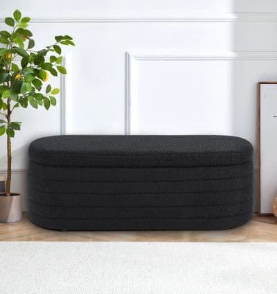 Banc de Rangement en Tissu Boucle Noir