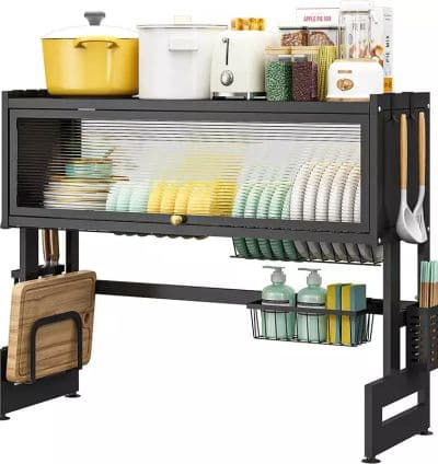 Egouttoir de Cuisine Multifonction Noir 95cm