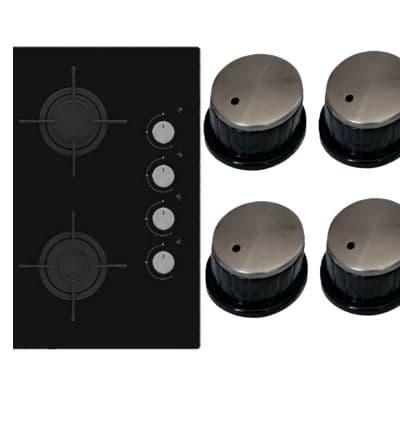 Ensemble de 4 boutons de plaque de cuisson- noir silver