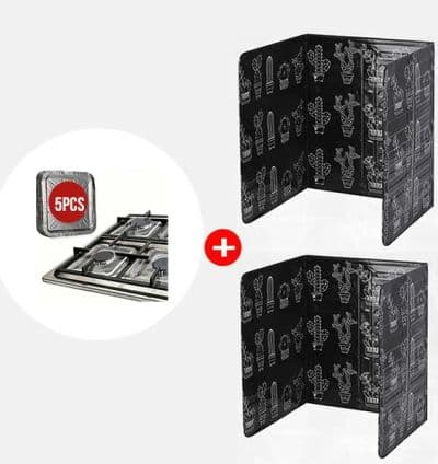 Pack de 2 Plaques de déflecteur de cuisinière + 5 Couverture pour Brûleur