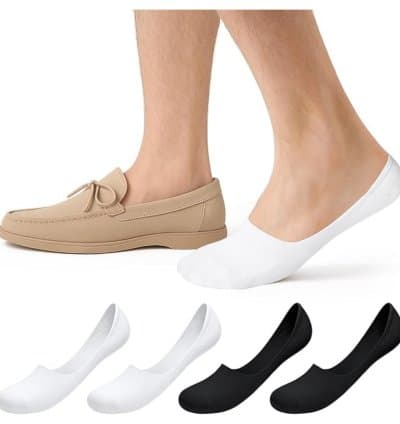 4 Paires Chaussettes Invisibles Homme avec Silicone Antidérapant