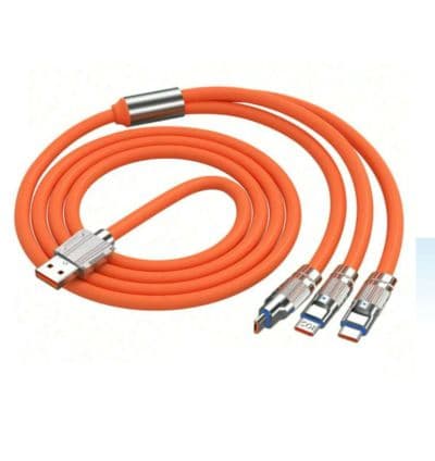 Cable Chargeur Fast et Data multiport Bornes aciers120W – 1 m