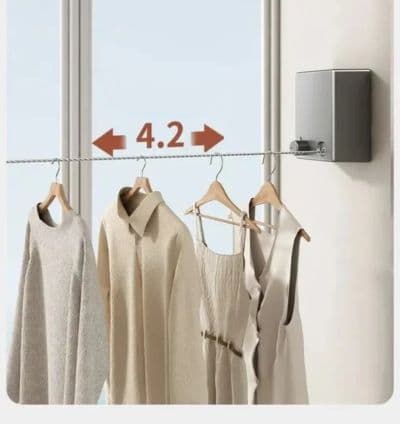 Corde à Linge Rétractable Télescopique 4,2 M