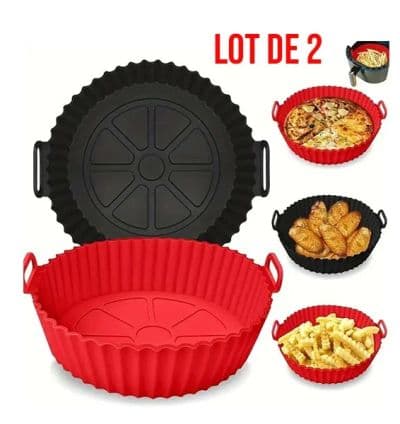 Lot de 2 Moule En Silicone ronde Réutilisable Pour Air Fryer