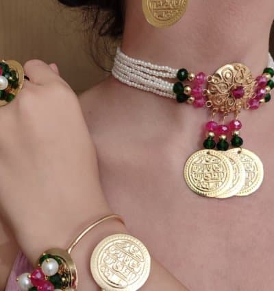 Parure tlila rose et vert