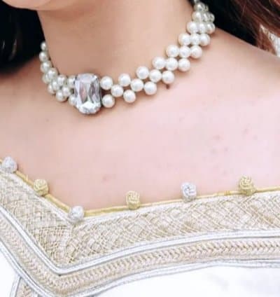 Collier perle diamant