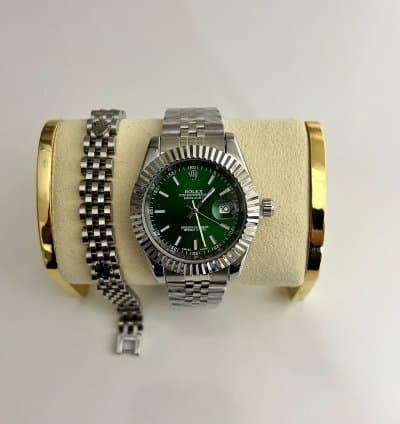 ساعة فخمة + براسلي أنيق