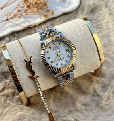 Montre diamètre 34 mm + bracelet En acier inoxydable