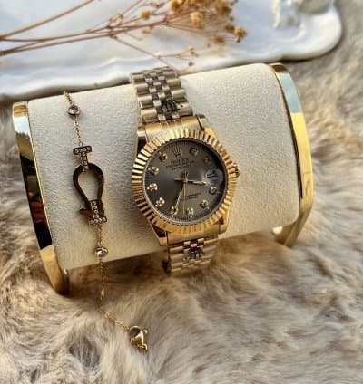 Montre diamètre 34 mm + bracelet En acier inoxydable