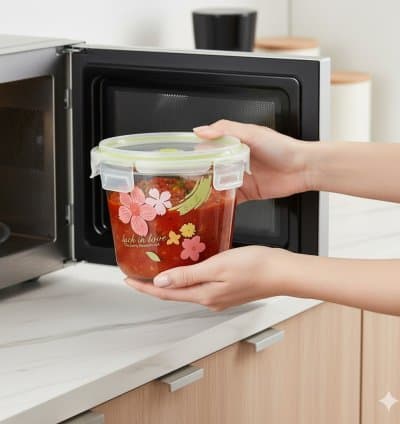 Boîte à lunch en verre compatible micro_ondes cherry