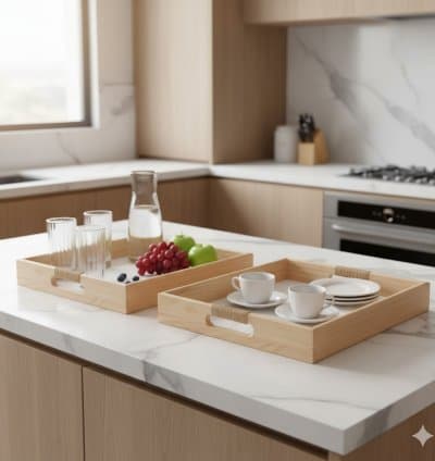 Lot de 2 Plateaux arabesque en bois