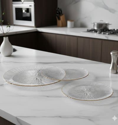 Assiette plate opaline transparent