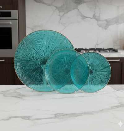 Assiette plates opaline bleu