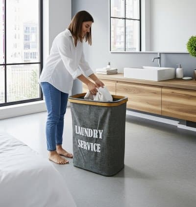 Panier à linge pliable en lin gris