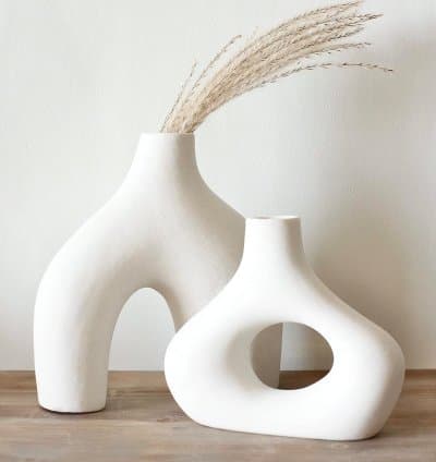 Série de deux vases en Céramique décoratifs en blanc