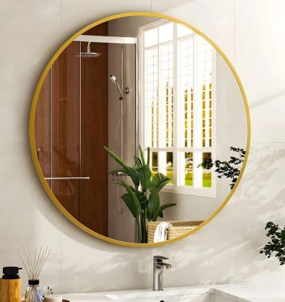 Miroir Rond 80 cm – Cadre Metal Dore